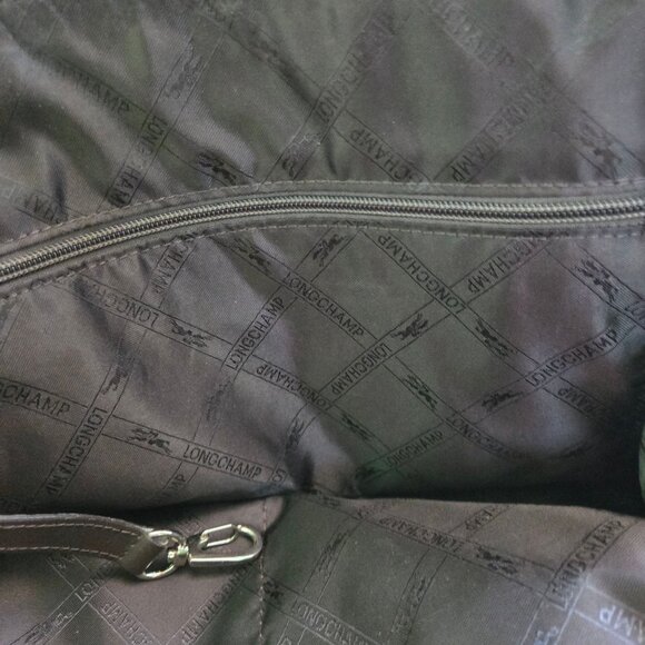 Longchamps Brown Pebbled Leather Top Handle Two Way Zip Satchel Crossbody - Picture 9 of 13